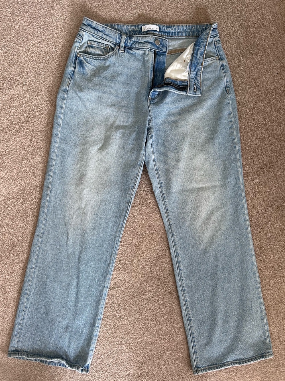 LOFT Curvy Fit Light Blue Relaxed Straight-Leg Jeans